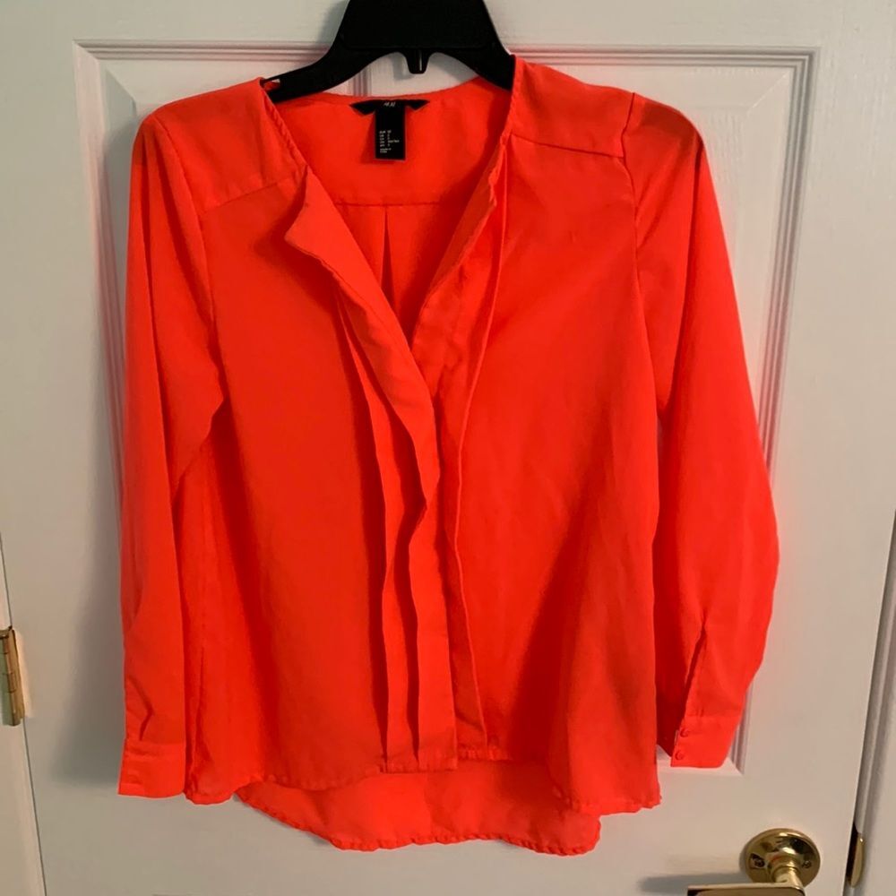 H&M neon pink blouse